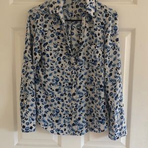 Express Blue Floral Portofino Shirt